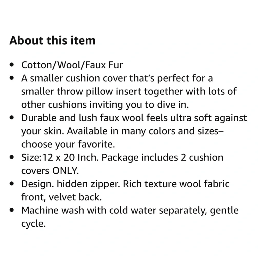 Luxury Home | Cream Soft Plush Short Wool Luxe Lumbar Throw Pillow Covers